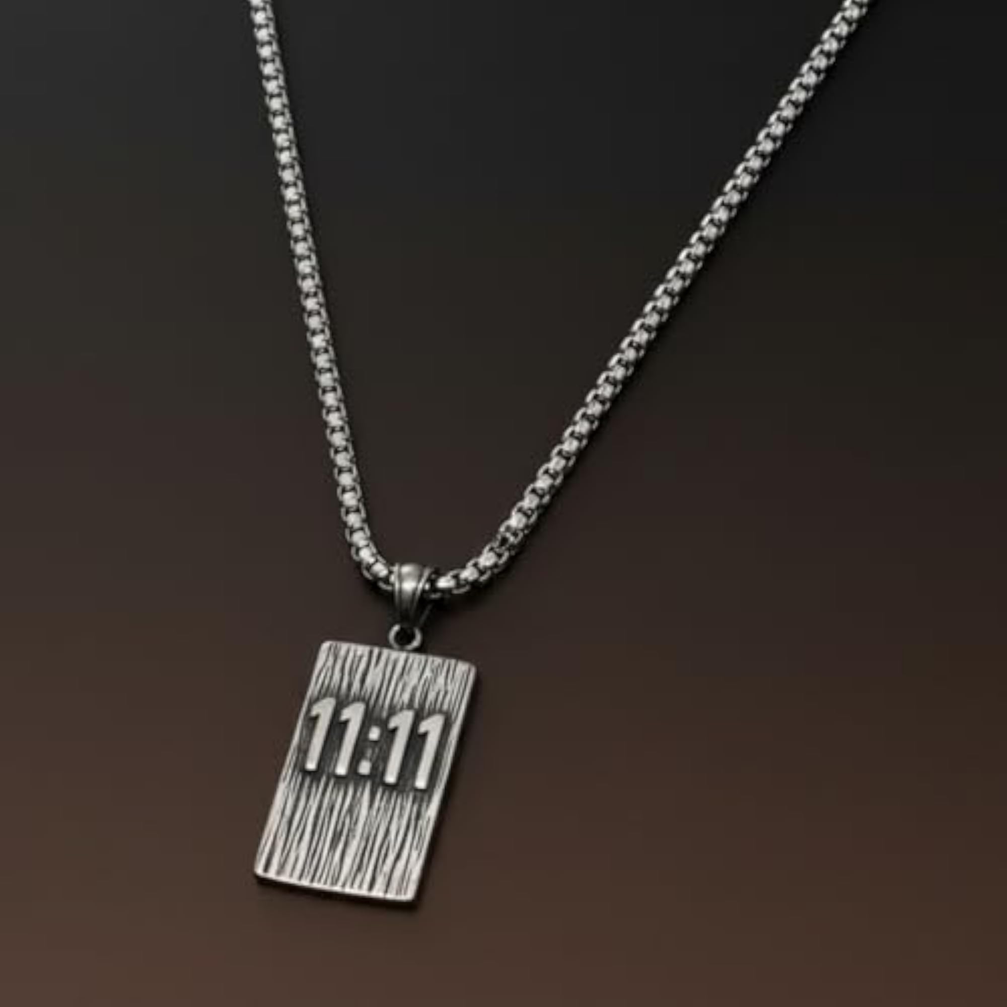 Men's 24mm Pure Titanium Steel Manifestation Rectangle Pendant Necklace